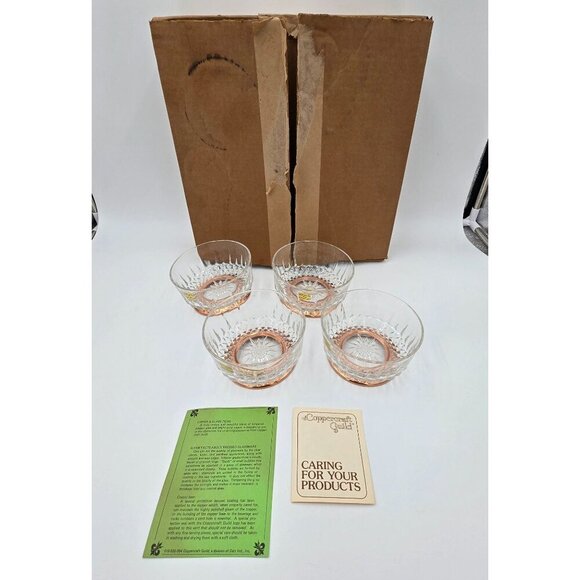 Coppercraft Guild Arcoroc Glass Bowls Set of 4 Copper Base Original Packaging - Picture 2 of 9